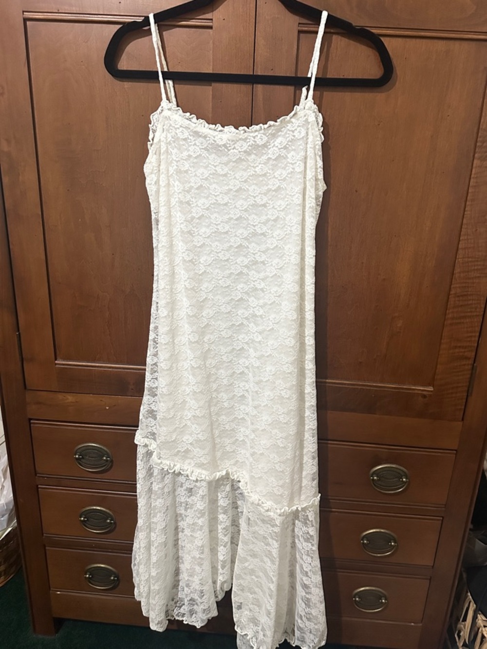 Old Navy White Lace Slip Dress with Ruffled Hem